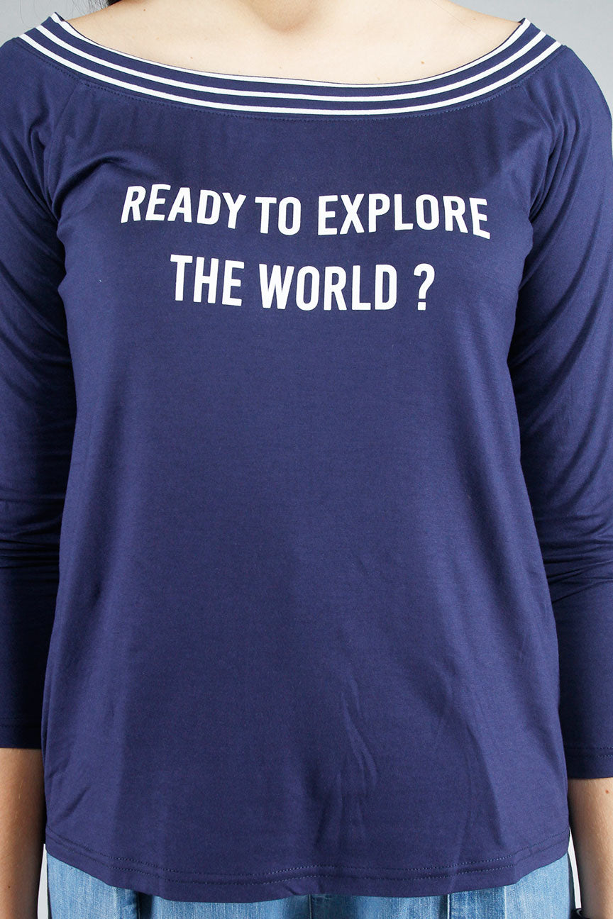 T-Shirt Lengan Panjang Kaila Navy