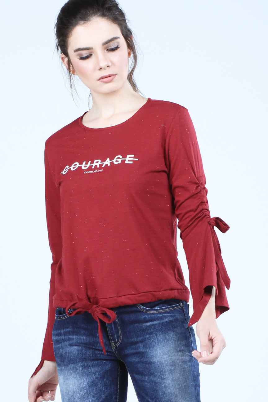 T-Shirt Lengan Panjang Kaia Maroon