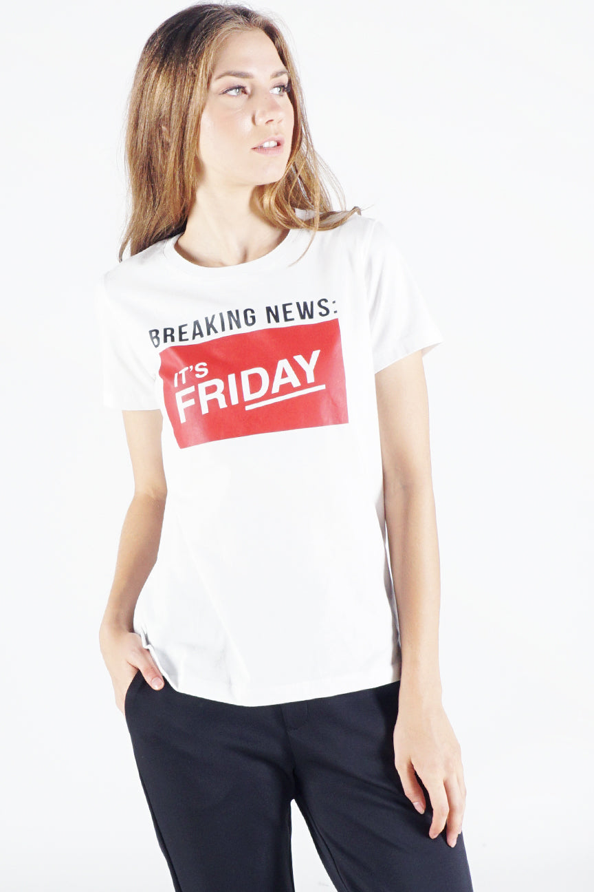 T-Shirt Lengan Pendek Breaking News Offwhite