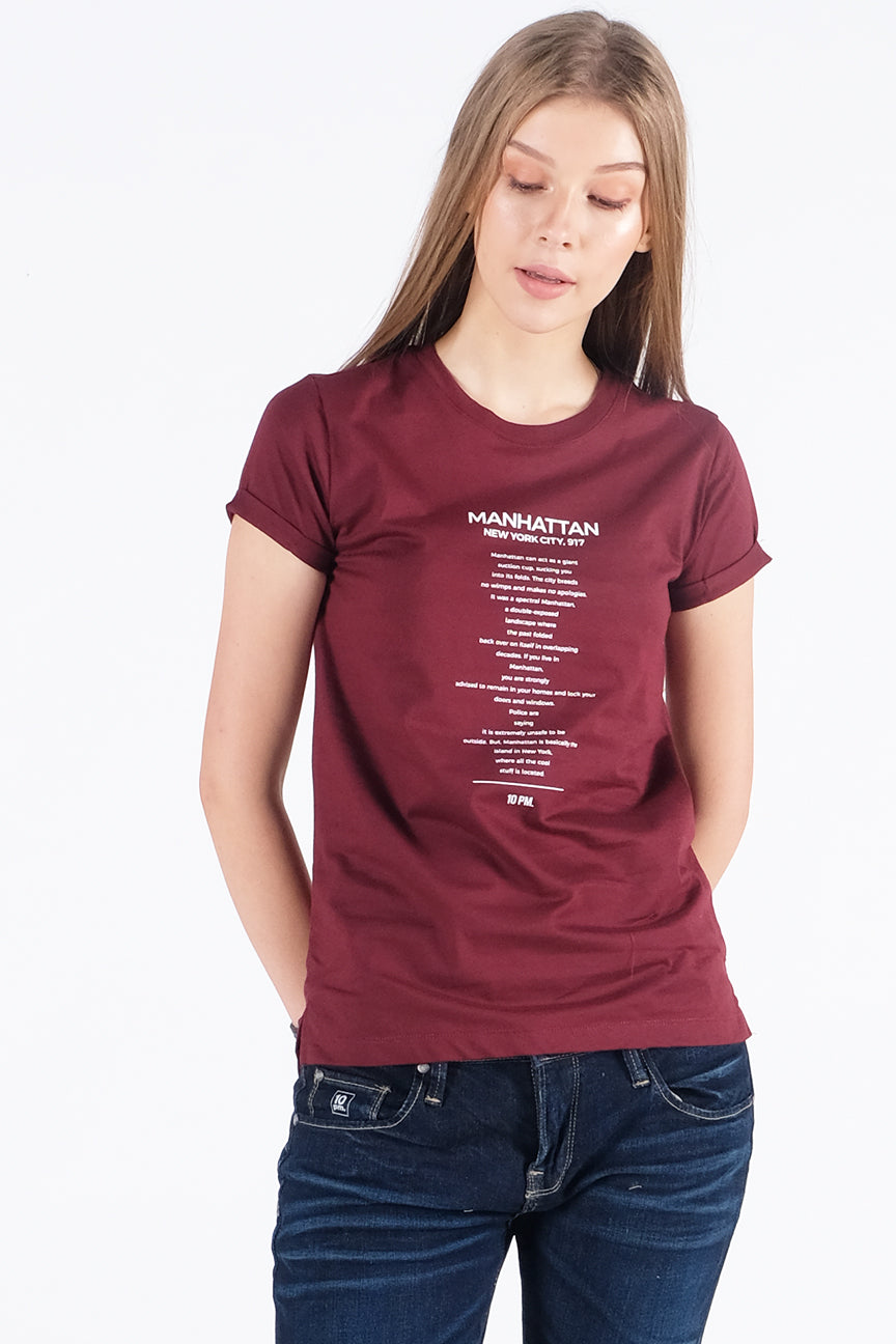 T-Shirt Lengan Pendek Manhattan Maroon