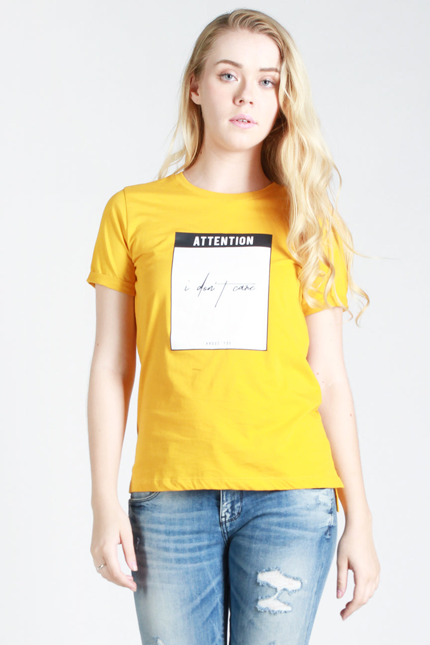 T-Shirt Lengan Pendek Attention Mustard