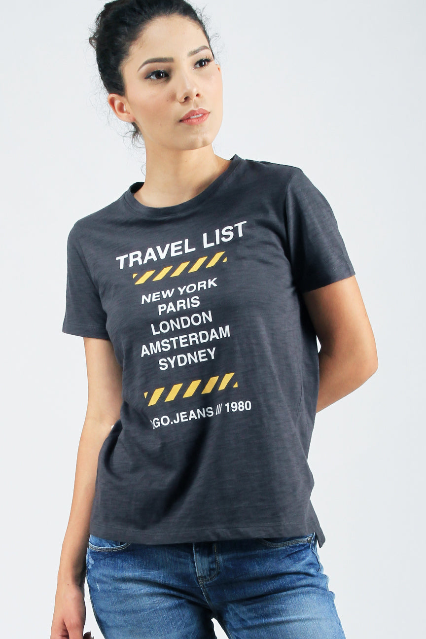 T-Shirt Lengan Pendek Travel Grey