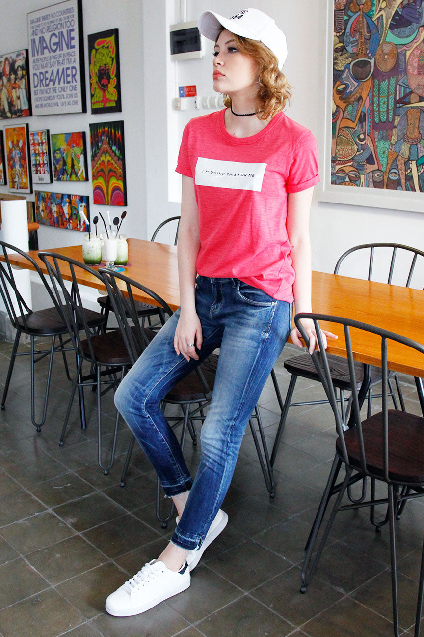 T-Shirt Lengan Pendek Pink For Me Pink