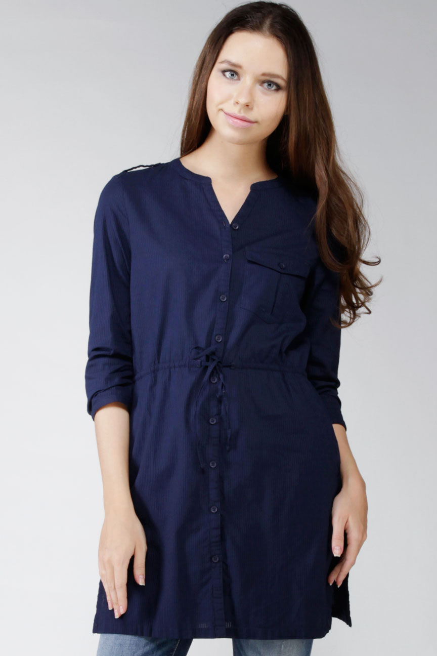 Kemeja Lengan Panjang Natural Tunic Navy