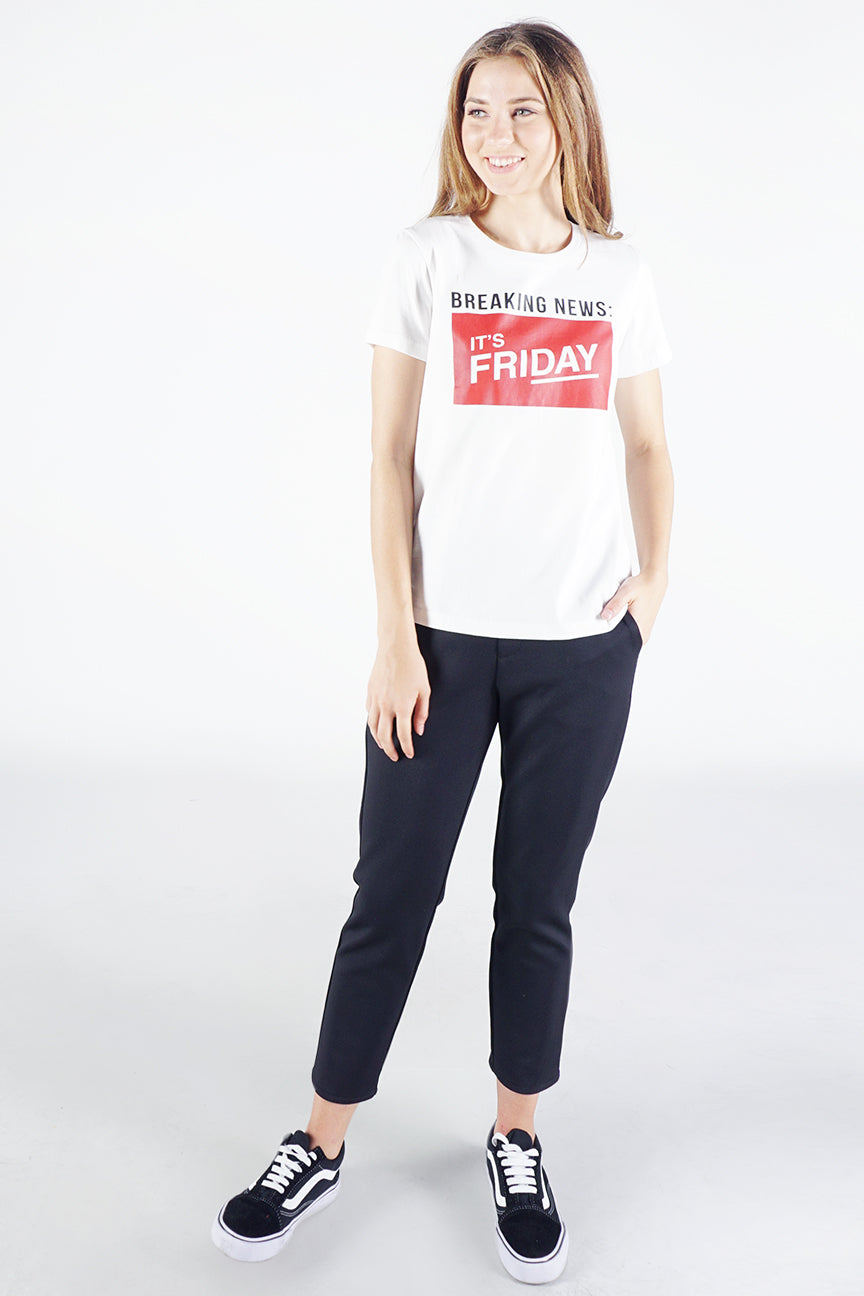 T-Shirt Lengan Pendek Breaking News Offwhite