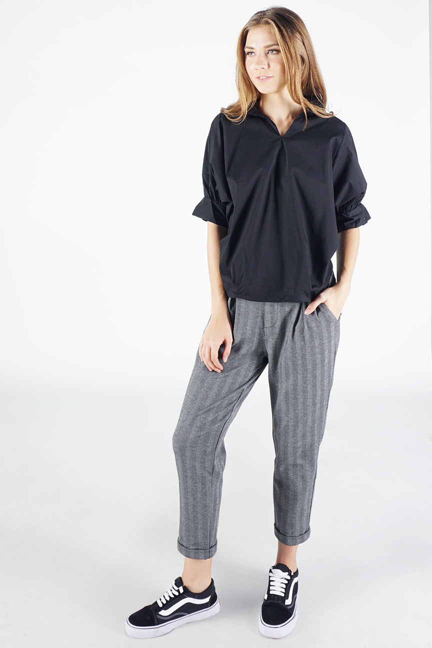 Kemeja Lengan Panjang Charcoal Black