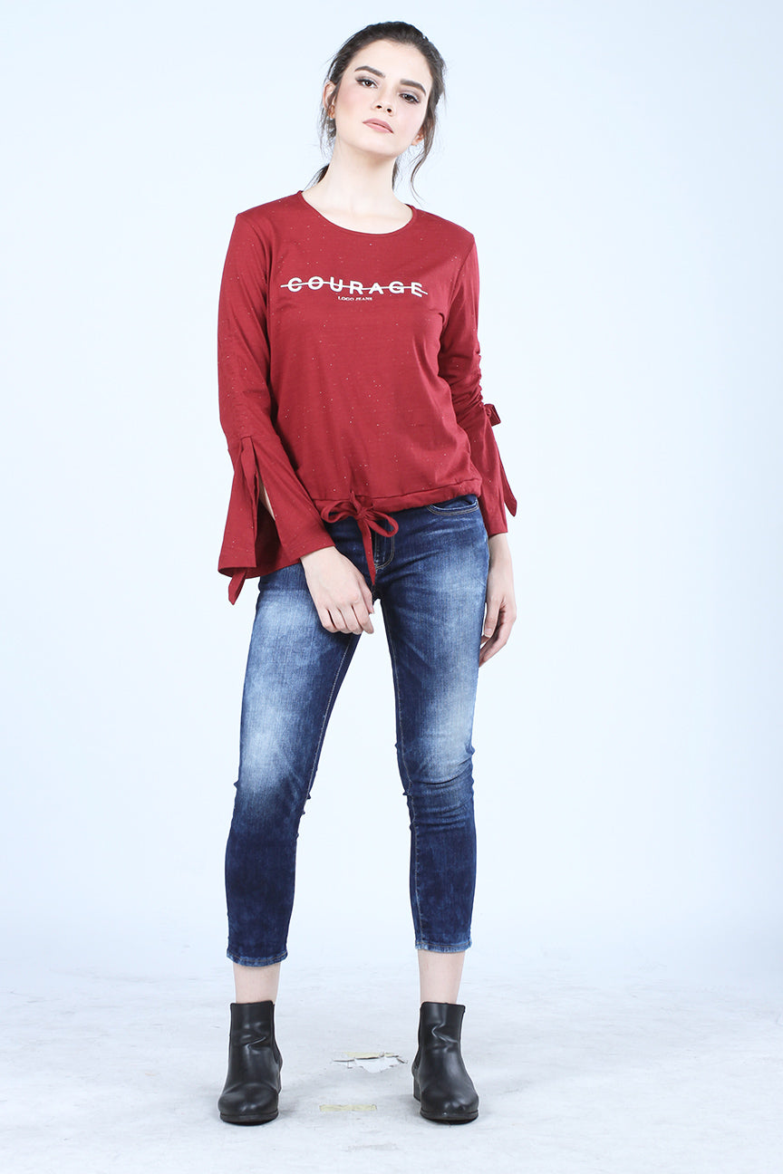 T-Shirt Lengan Panjang Kaia Maroon
