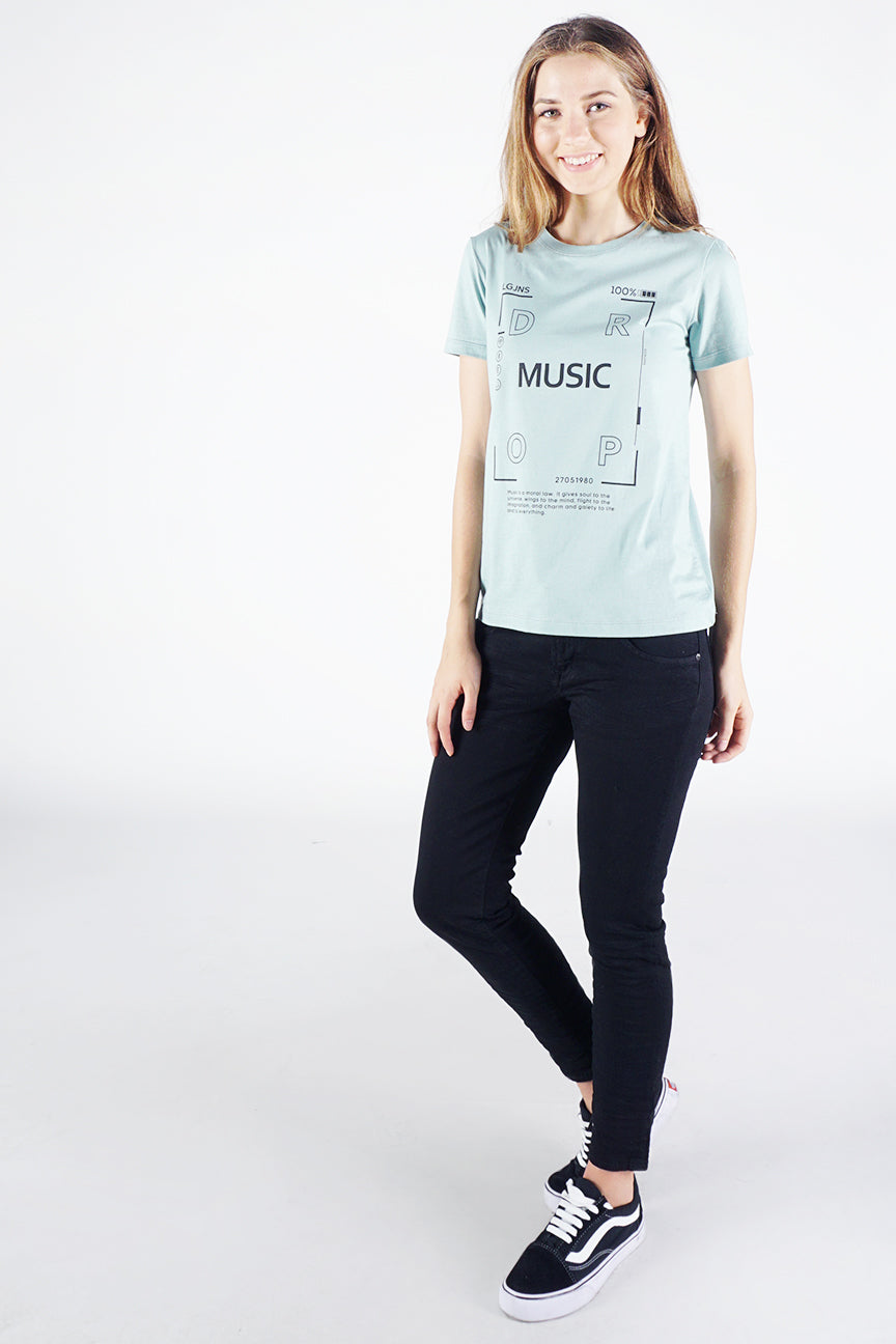 T-Shirt Lengan Pendek Music Light Green