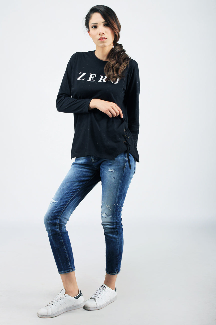 T-Shirt Lengan Panjang Zero Black