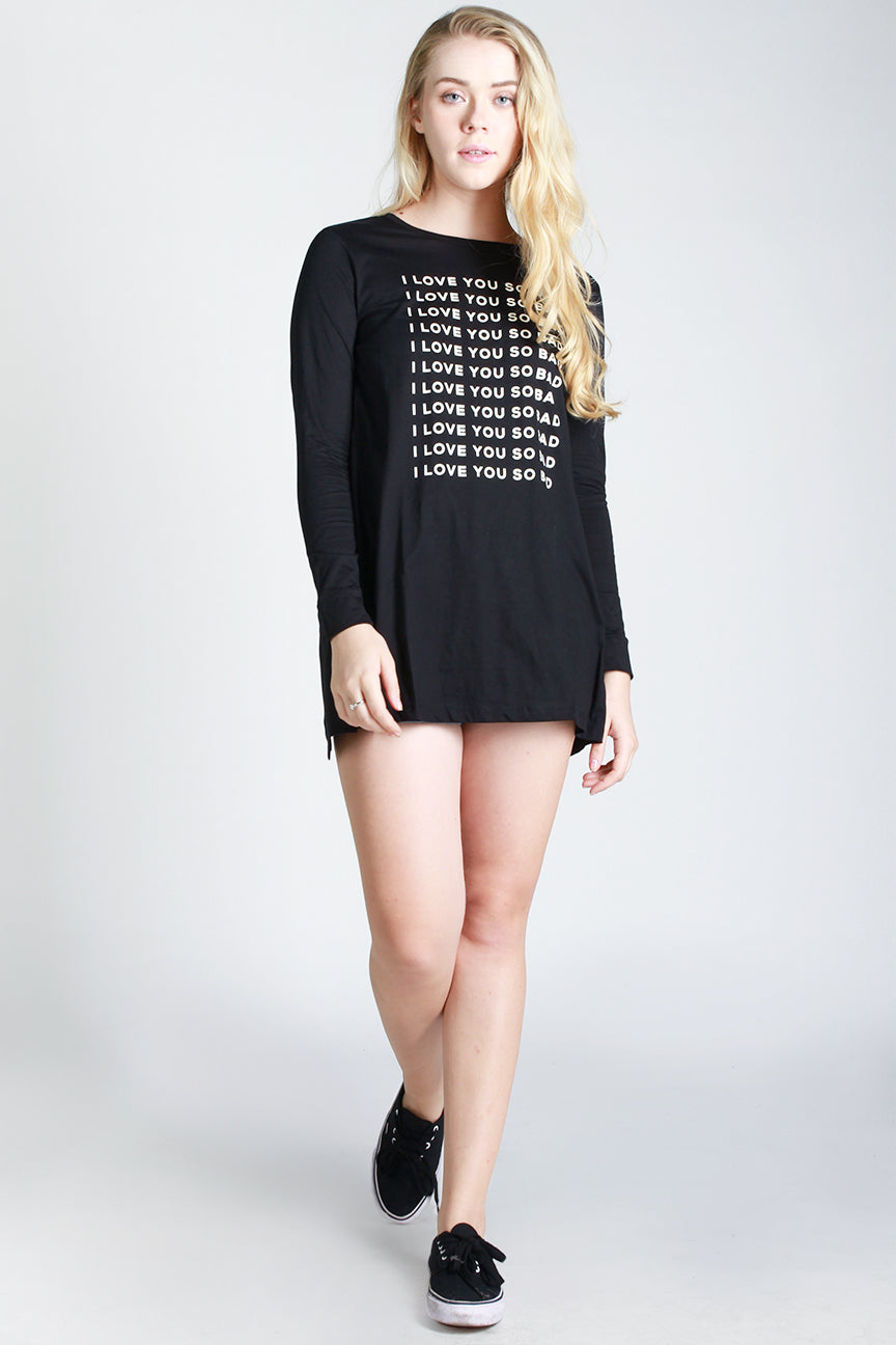 T-Shirt Lengan Panjang Contrast Black