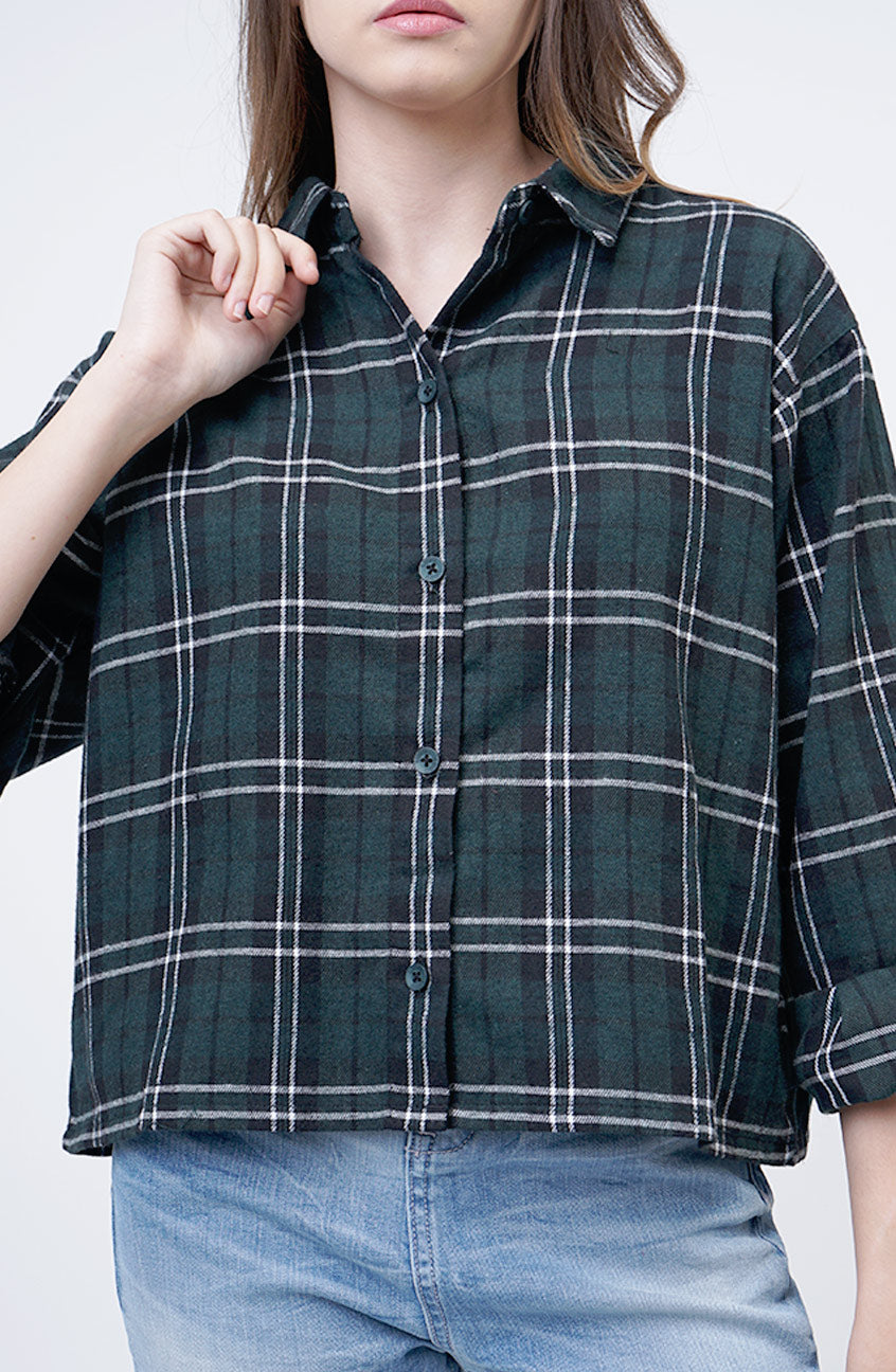 Kemeja Flanel Miura Green Black