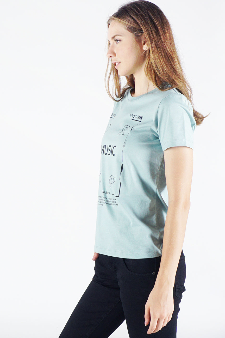 T-Shirt Lengan Pendek Music Light Green