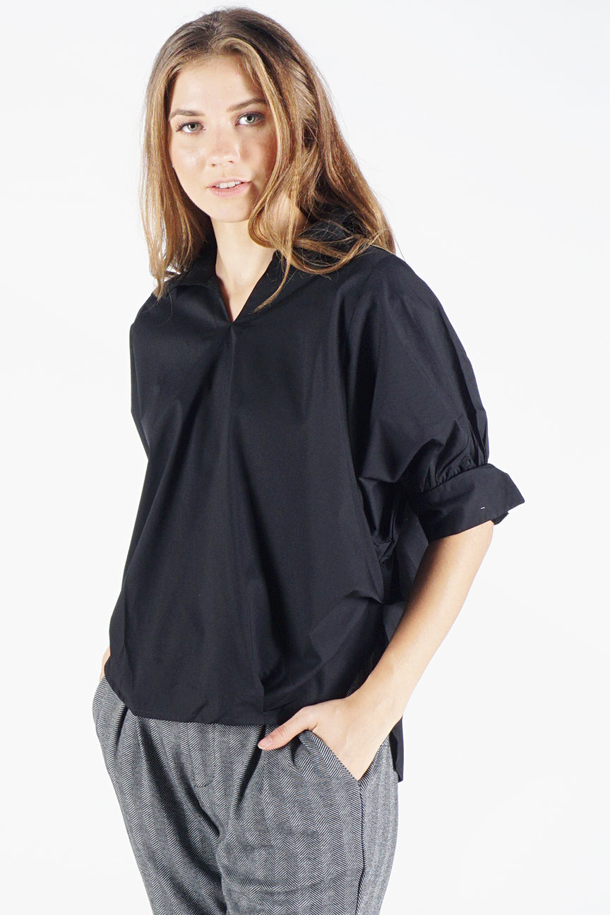 Kemeja Lengan Panjang Charcoal Black