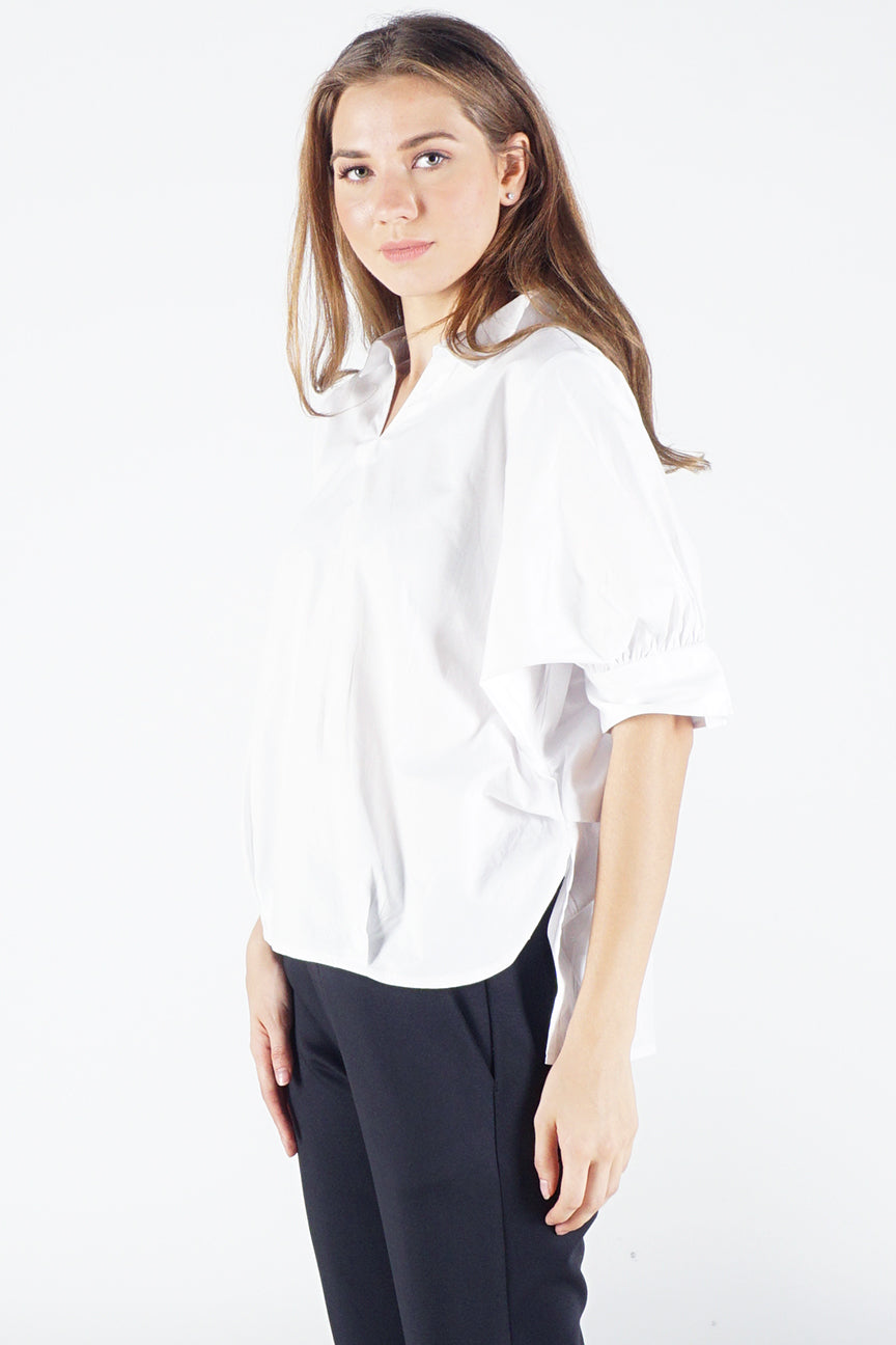 Kemeja Lengan Panjang Charcoal White